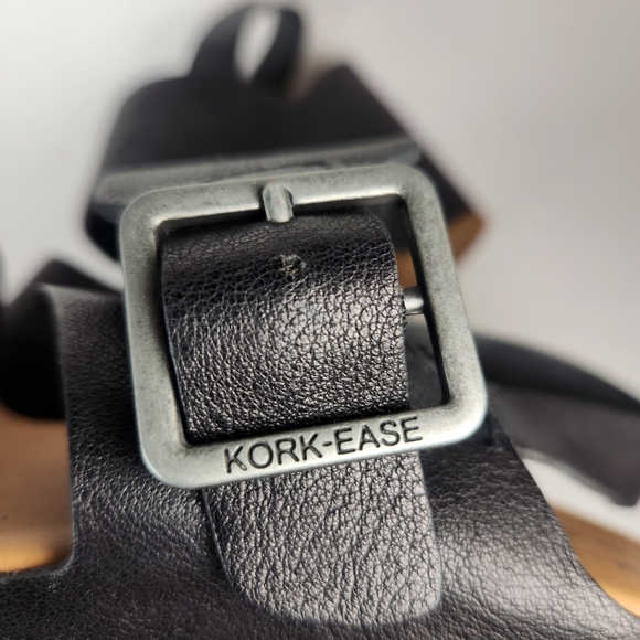 KORK EASE Womens San Carlos Sandal Size 9 Black Leather Platform Slingback - Picture 11 of 12